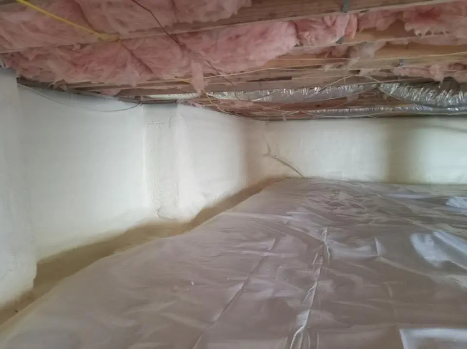 Crawl space encapsulation with closed-cell spray foam for Roof Maintenance in North Londonderry